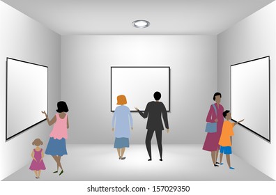 Young team in a presentation room. Vector