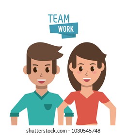 Young teamwork cartoon