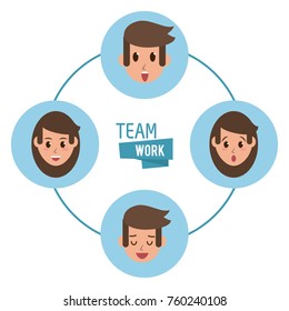 Young teamwork cartoon