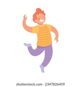 Young Teen Boy Dancing to Music Moving Body Vector Illustration