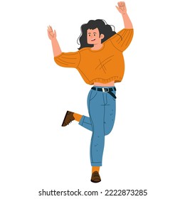 Young teen girl dancing, illustration concept.