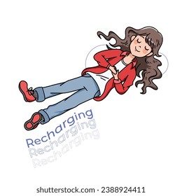 Young teen girl recharging