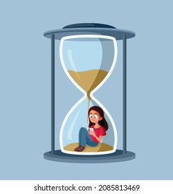 
Young Teen Girl Spending Time on the Smartphone Concept Vector Illustration. Teenager waiting time playing on smartphone or checking social media
