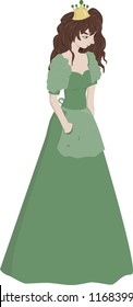 A young teenage princess dressed in a green gown.