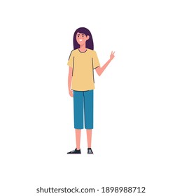 young teenager girl avatar character vector illustration design