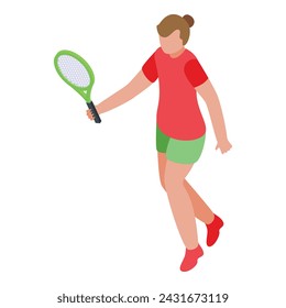 Young tennis player icon isometric vector. Person ball. Woman playing