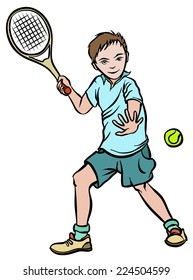 Young tennis player - vector image.