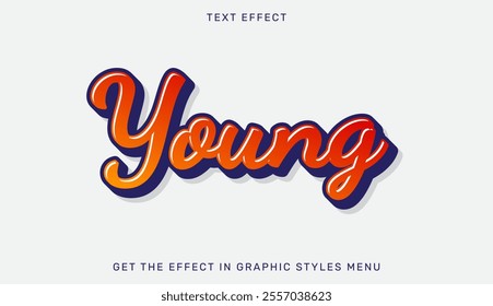 Young text effect template in 3d design. Text emblem for advertising, branding, business logo