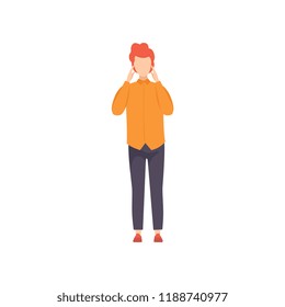 Young thoughtful woman thinking or making decision vector Illustration on a white background