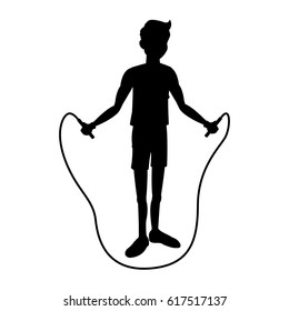 young tired man jumping rope sport icon image 