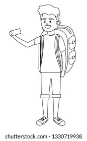 young tourist man cartoon