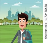 Young tourist at park