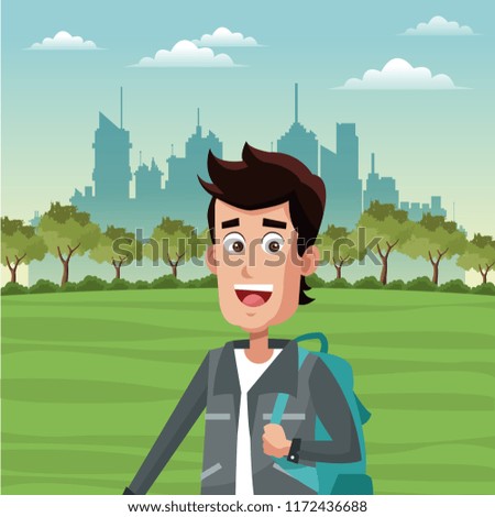 Young tourist at park