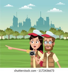 Young tourists couple