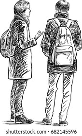 The young townspeople have a conversation