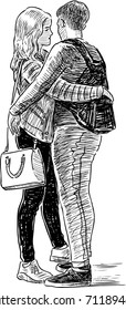 Young townspeople meet on a date