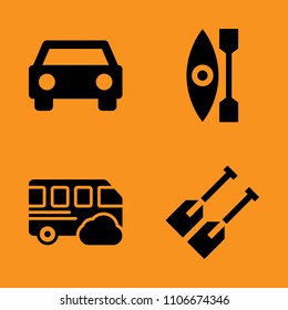 young, transport, black and model icons set. Vector illustration for web and design