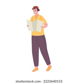 young traveler with map character
