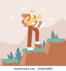 Young Traveler Traveling With Travel Bag Backpacks Concept Illustration