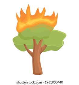 Young tree burning icon. Cartoon of Young tree burning vector icon for web design isolated on white background