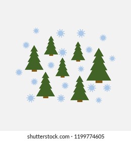 young trees ate and snowflakes. vector