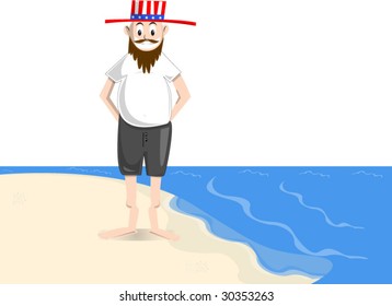 young uncle sam at the beach