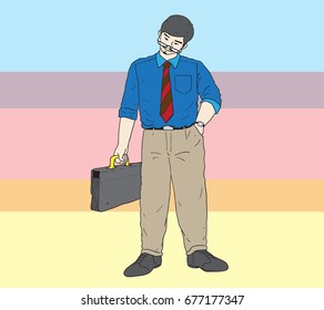Young unemployed wander vector hand drawn