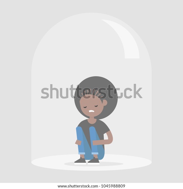 Young Upset Black Girl Sitting Under Stock Vector (Royalty Free ...