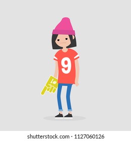 Young upset football fan. Loss. Sport. Flat editable vector illustration, clip art