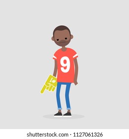 Young upset football fan. Loss. Sport. Flat editable vector illustration, clip art