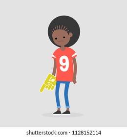 Young upset football fan. Loss. Sport. Flat editable vector illustration, clip art