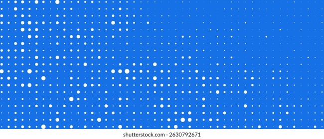 Young vector with circle shape. Dots halftone white and blue color pattern gradient grunge texture background.