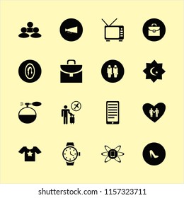 young vector icons set. with phone conversation, female mirror, cologne spray and women shoes in set