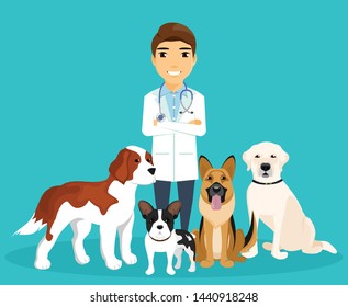 Young Vet Dogs Care Health Animals Stock Vector (Royalty Free) 1440918248