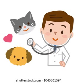 Young veterinarian and pet