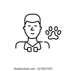 Young veterinary doctor wearing a stethoscope. Pixel perfect, editable stroke line icon