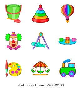 Young viewer icons set. Cartoon set of 9 young viewer vector icons for web isolated on white background