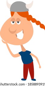 Young viking girl, illustration, vector on white background