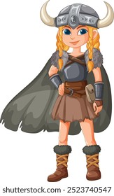 Young Viking girl in warrior attire