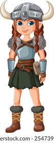 Young Viking girl in warrior attire