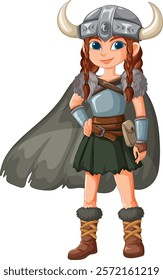 Young Viking girl in warrior attire