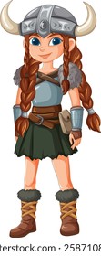 Young Viking girl in warrior attire