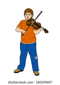 Young violinist standing