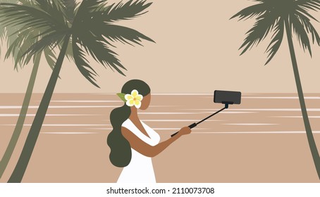 
Young vlogger making content and record video on social media vector illustration. Influencer, blogger, vlogger and content creator concept