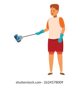 Young volunteer collecting trash with a grabber, contributing to a cleaner environment
