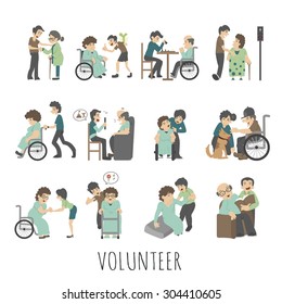 Young volunteer set , eps10 vector format