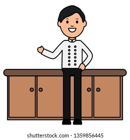 young waiter avatar character