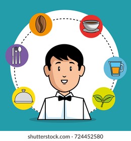 young waiter cartoon