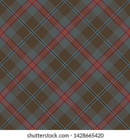 Young Weathered Tartan. Seamless pattern for fabric, kilts, skirts, plaids. Diagonal cell