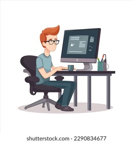 Young Web Designer Vector Art